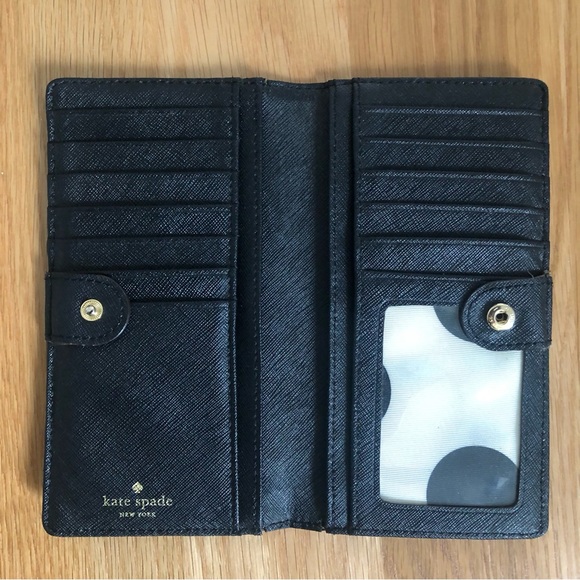 Black Kate Spade Large Bifold Wallet - Saffiano Leather - Picture 9 of 12